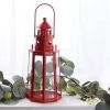Gallery of Light Metal Lighthouse Candle Lantern - Red