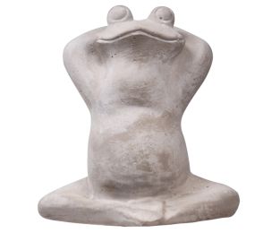 Cement Figurine of Frog Sitting Upright in Concrete Finish; Gray; DunaWest