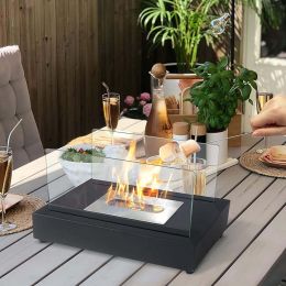 Arttoreal Upgrades Tabletop Rectangle Fire Pits; Portable Smokeless Bio Ethanol Fireplace with Realistic Burning; Awesome Gifts