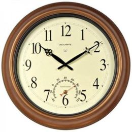 AcuRite 18-inch Atomic Metal Copper Outdoor Clock with Thermometer