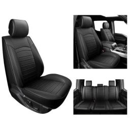 Custom 5-Seat Faux Leather Car Seat Covers Set For Ford F150 F-150 XL (Color Name: Black)