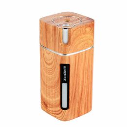 Ultrasonic Air Humidifier USB Mini Mist Maker LED Light (Color: Light wood grain)