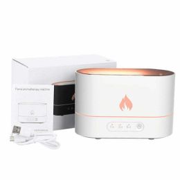 Double Color Flame Diffuser Essential Oils Fragrance Aroma Air (Color: White)