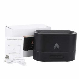 Double Color Flame Diffuser Essential Oils Fragrance Aroma Air (Color: Black)