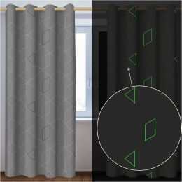 Muwago Blackout Curtains Luminous Glow in The Dark Themed Grommet Thermal Insulated Curtains Bedroom and Living Room Window Treatment (size: 52 * 95 inch)